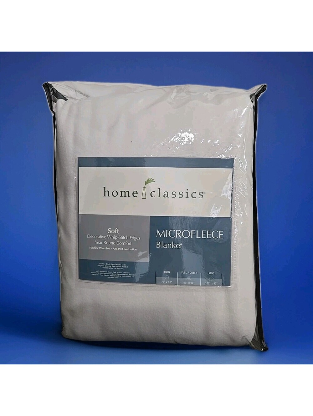 Microfleece Blanket Lightweight Soft Home Classics Beige Full/Queen 90x90" New